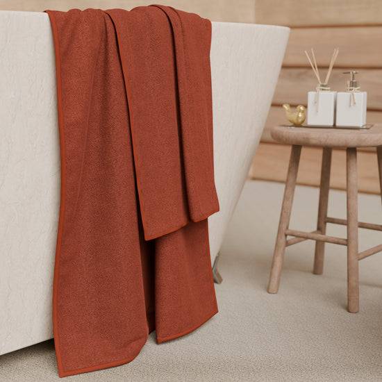 PETTI Asciugamani Bagno In Spugna 1+1 Tinta Unita Terra Cotta