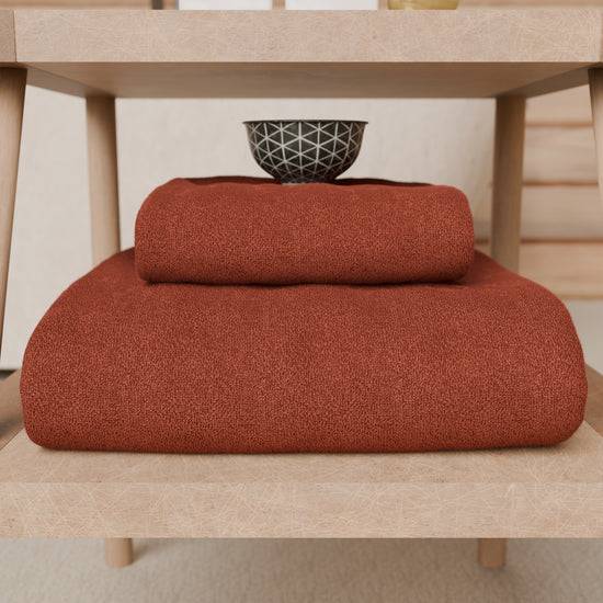 PETTI Asciugamani Bagno In Spugna 1+1 Tinta Unita Terra Cotta