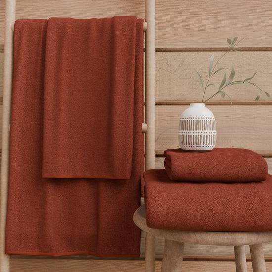 PETTI Asciugamani Bagno in Spugna 1+1 Tinta Unita Terra Cotta