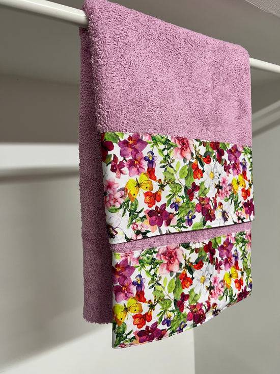 PETTI Asciugamano Bagno 1+1 Con Balza In Stampa Digitale Farfalle