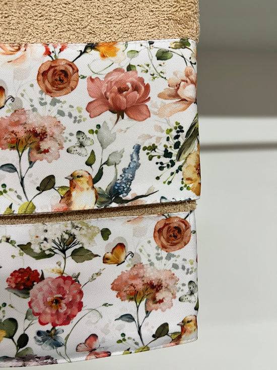 PETTI Asciugamano Bagno 1+1 Con Balza In Stampa Digitale Floreale 06 Tortora