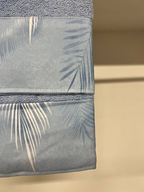 PETTI Asciugamano Bagno 1+1 Con Balza In Stampa Digitale Foglia Celeste