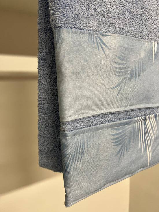 PETTI Asciugamano Bagno 1+1 Con Balza In Stampa Digitale Foglia Celeste