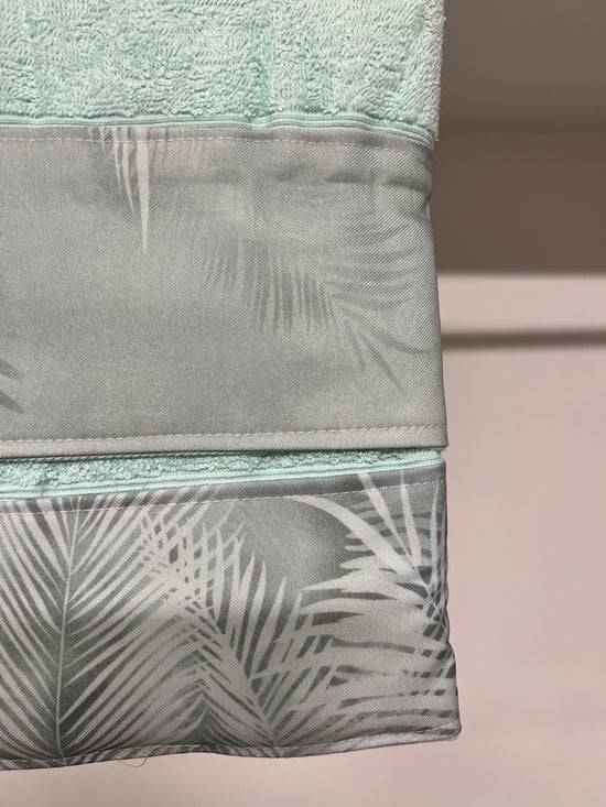 PETTI Asciugamano Bagno 1+1 Con Balza In Stampa Digitale Foglia Salvia