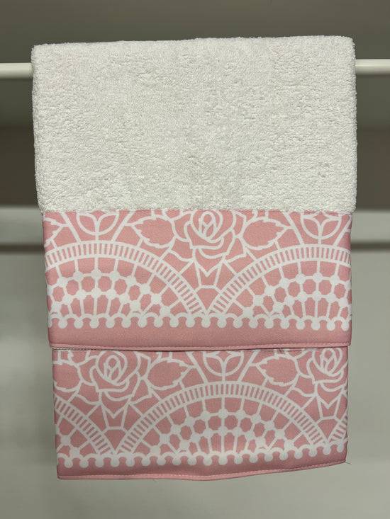 PETTI Asciugamano Bagno 1+1 con Balza in Stampa Digitale Pizzo