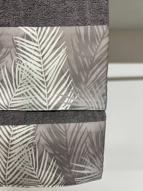 PETTI Asciugamano Bagno 1+1 Con Balza In Stampa Digitale Foglia Tortora