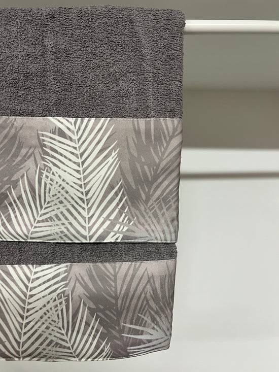 PETTI Asciugamano Bagno 1+1 Con Balza In Stampa Digitale Foglia Tortora