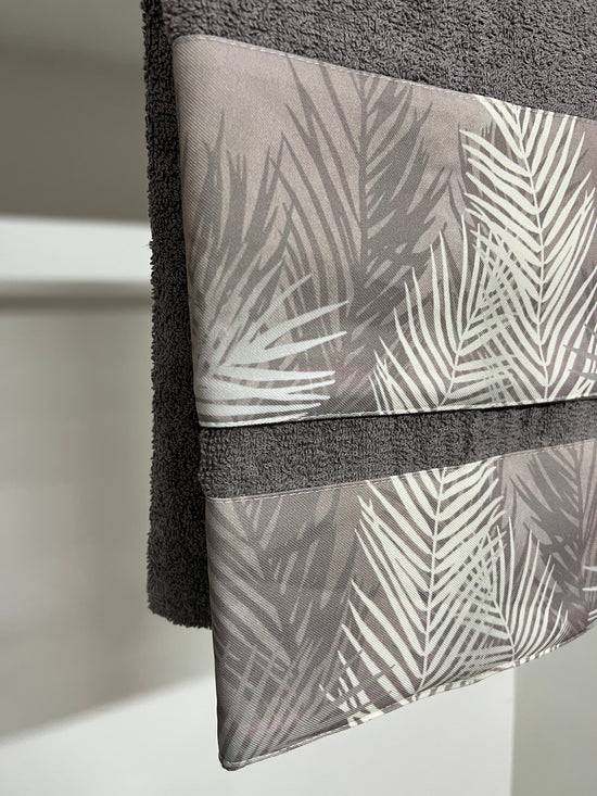 PETTI Asciugamano Bagno 1+1 Con Balza In Stampa Digitale Foglia Tortora