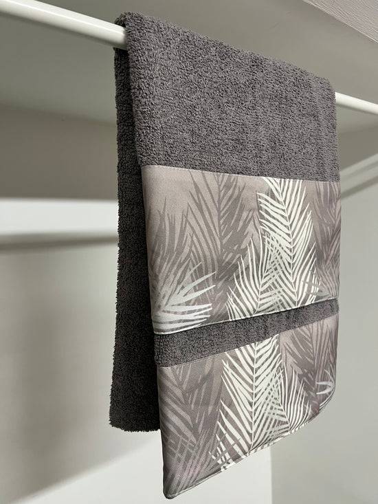 PETTI Asciugamano Bagno 1+1 Con Balza In Stampa Digitale Foglia Tortora