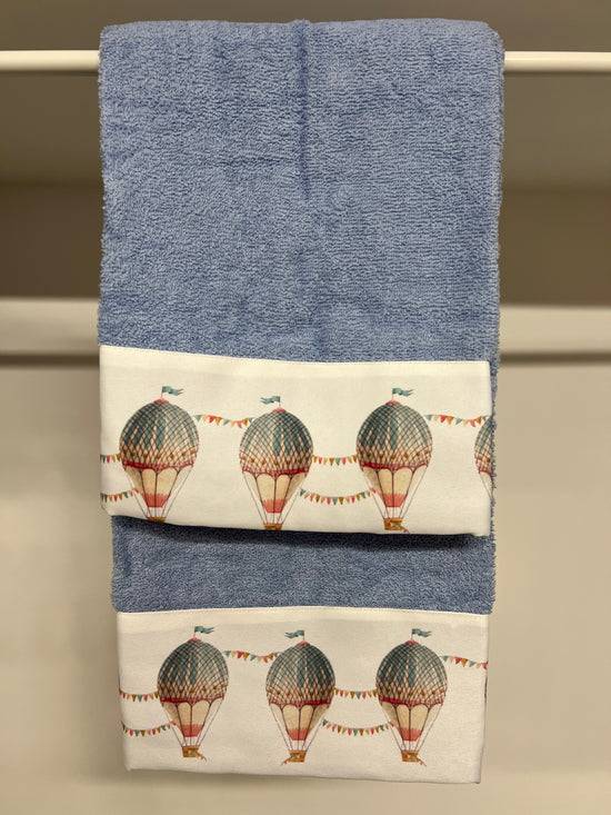 PETTI Asciugamano Bagno 1+1 con Balza in Stampa Digitale Mongolfiera