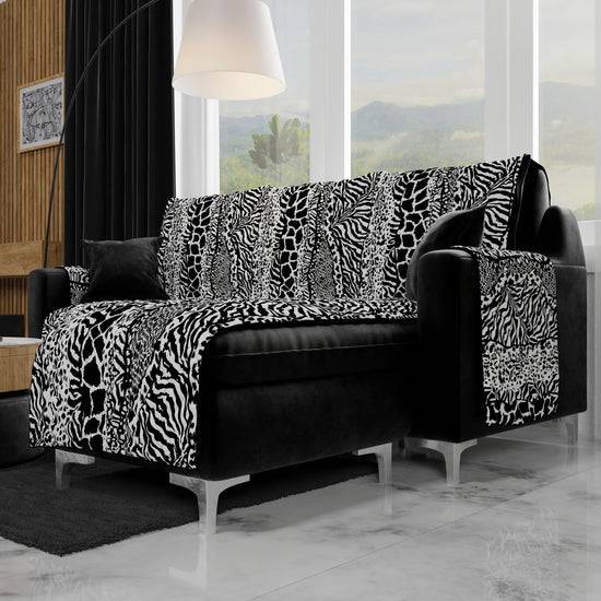 PETTI Copridivano Angolare, Copridivano Con Penisola In Stampa Digitale, Animalier Zebrato