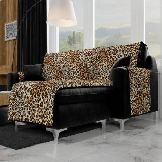 PETTI Copridivano Angolare, Copridivano Con Penisola In Stampa Digitale, Animalier Maculato