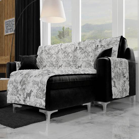 PETTI Copridivano Angolare, Copridivano Con Penisola In Stampa Digitale, Animalier 02