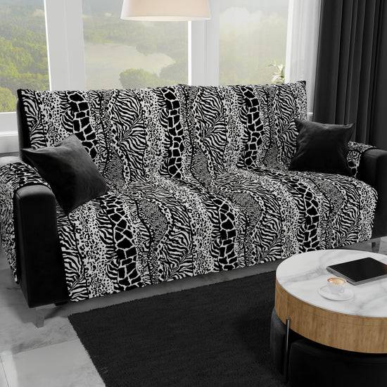 PETTI Copridivano, Salvadivano In Stampa Digitale, Reversibile, Animalier Zebrato