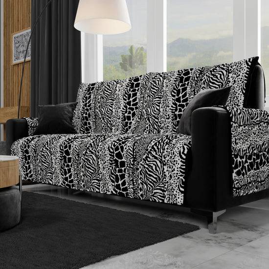 PETTI Copridivano, Salvadivano In Stampa Digitale, Reversibile, Animalier Zebrato