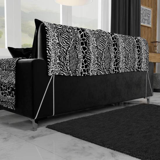 PETTI Copridivano, Salvadivano In Stampa Digitale, Reversibile, Animalier Zebrato