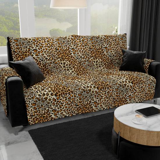 PETTI Copridivano, Salvadivano In Stampa Digitale, Reversibile, Animalier Maculato