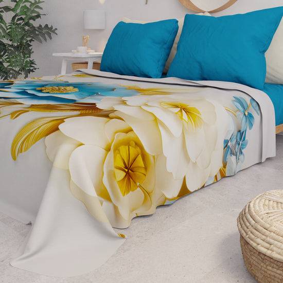 PETTI Copriletto Estivo, Coperta Leggera, Lenzuola Copriletto Flower Ceramic 03