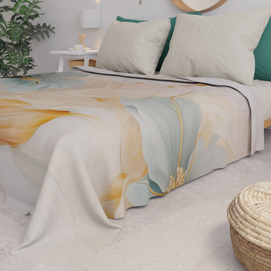 PETTI Copriletto Estivo, Coperta Leggera, Lenzuola Copriletto Marble Flower
