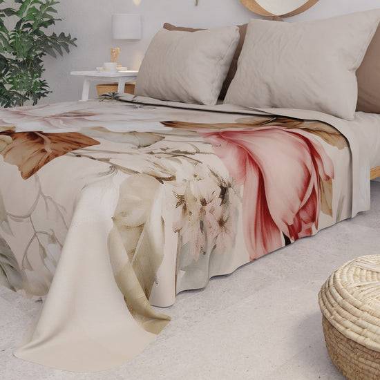 PETTI Copriletto Estivo, Coperta Leggera, Lenzuola Copriletto Vintage Flower