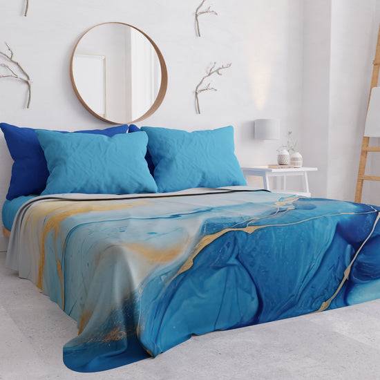 PETTI Copriletto Estivo, Coperta Leggera, Lenzuola Copriletto Marble Azzurro