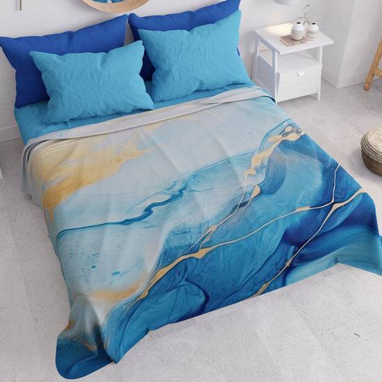 PETTI Copriletto Estivo, Coperta Leggera, Lenzuola Copriletto Marble Azzurro