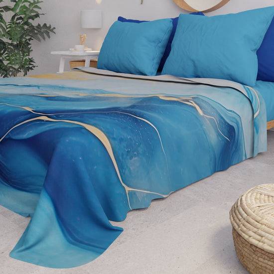 PETTI Copriletto Estivo, Coperta Leggera, Lenzuola Copriletto Marble Azzurro
