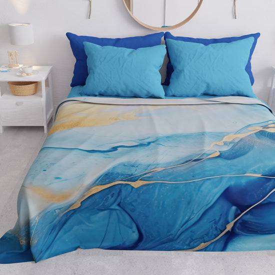 PETTI Copriletto Estivo, Coperta Leggera, Lenzuola Copriletto Marble Azzurro