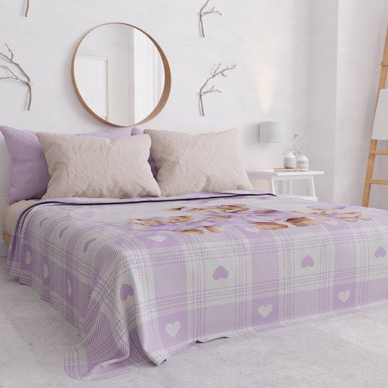 PETTI Copriletto Estivo, Coperta Leggera, Lenzuola Copriletto Teddy Love Lilla