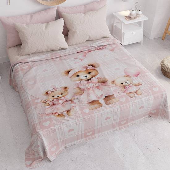 PETTI Copriletto Estivo, Coperta Leggera, Lenzuola Copriletto Teddy Love Rosa