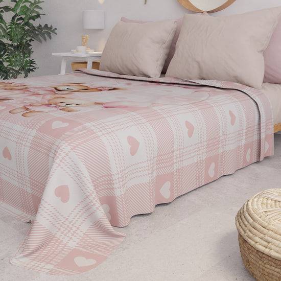 PETTI Copriletto Estivo, Coperta Leggera, Lenzuola Copriletto Teddy Love Rosa