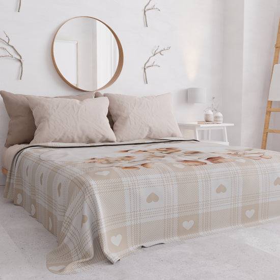 PETTI Copriletto Estivo, Coperta Leggera, Lenzuola Copriletto Teddy Love Tortora