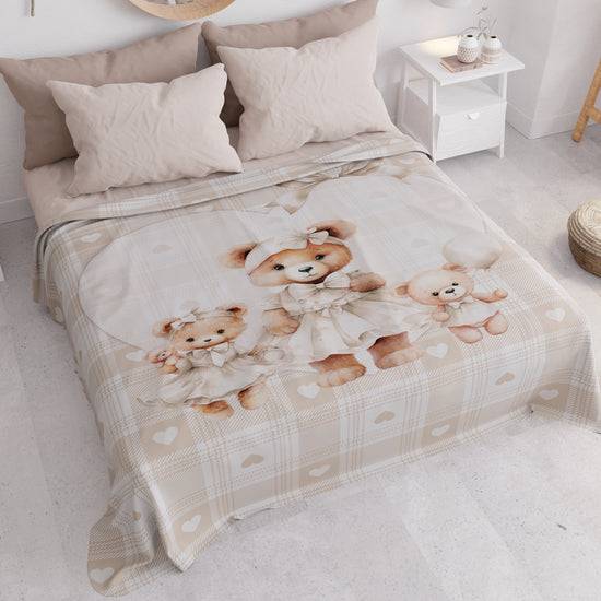 PETTI Copriletto Estivo, Coperta Leggera, Lenzuola Copriletto Teddy Love Tortora