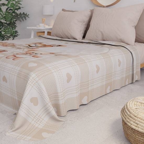 PETTI Copriletto Estivo, Coperta Leggera, Lenzuola Copriletto Teddy Love Tortora