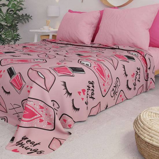 PETTI Copriletto Estivo, Coperta Leggera, Lenzuola Copriletto Lipstick Rosa
