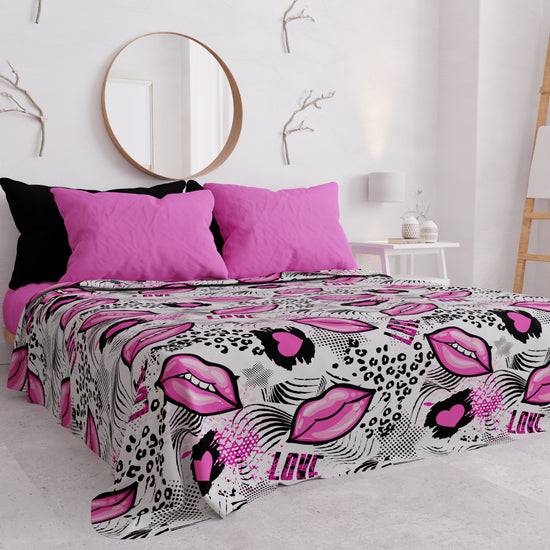 PETTI Copriletto Estivo, Coperta Leggera, Lenzuola Copriletto Lipstick Bianco