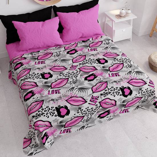 PETTI Copriletto Estivo, Coperta Leggera, Lenzuola Copriletto Lipstick Bianco