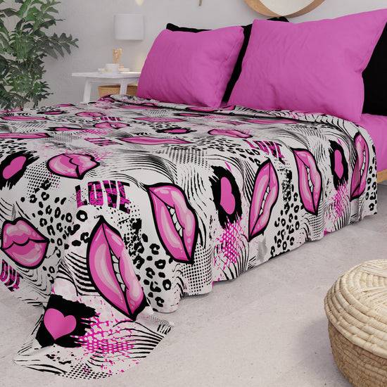 PETTI Copriletto Estivo, Coperta Leggera, Lenzuola Copriletto Lipstick Bianco