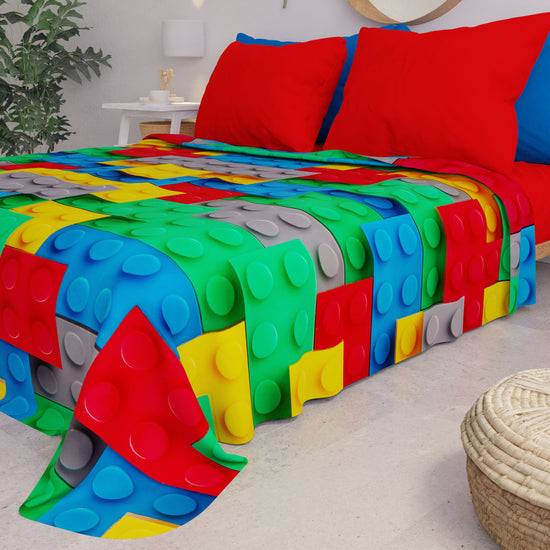 PETTI Copriletto Estivo, Coperta Leggera, Lenzuola Copriletto, Mattoncini