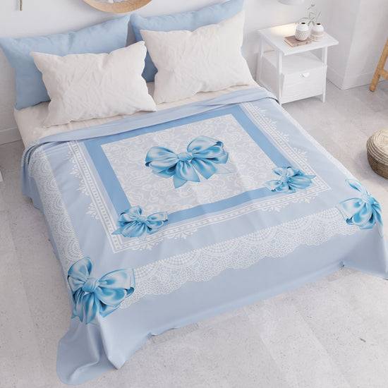 PETTI Copriletto Estivo, Coperta Leggera, Lenzuola Copriletto, Fiocco Celeste