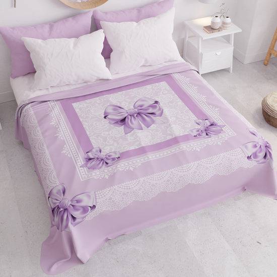 PETTI Copriletto Estivo, Coperta Leggera, Lenzuola Copriletto, Fiocco Lilla