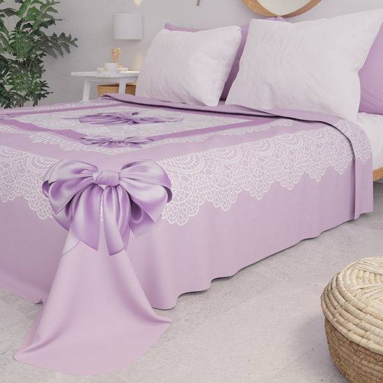 PETTI Copriletto Estivo, Coperta Leggera, Lenzuola Copriletto, Fiocco Lilla