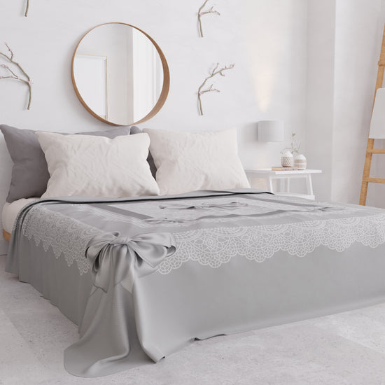 PETTI Copriletto Estivo, Coperta Leggera, Lenzuola Copriletto, Fiocco Grigio