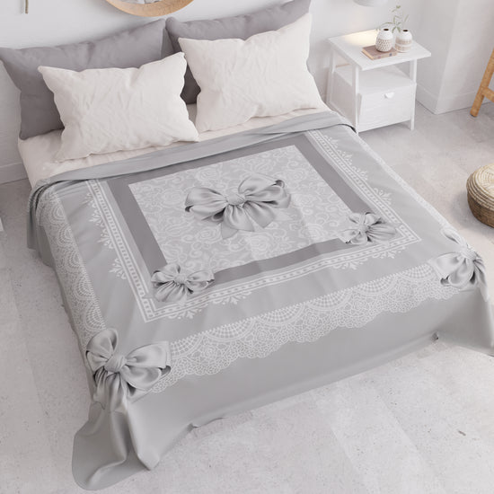 PETTI Copriletto Estivo, Coperta Leggera, Lenzuola Copriletto, Fiocco Grigio