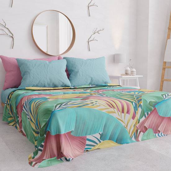 PETTI Copriletto Estivo, Coperta Leggera, Lenzuola Copriletto, Tropical Multicolor