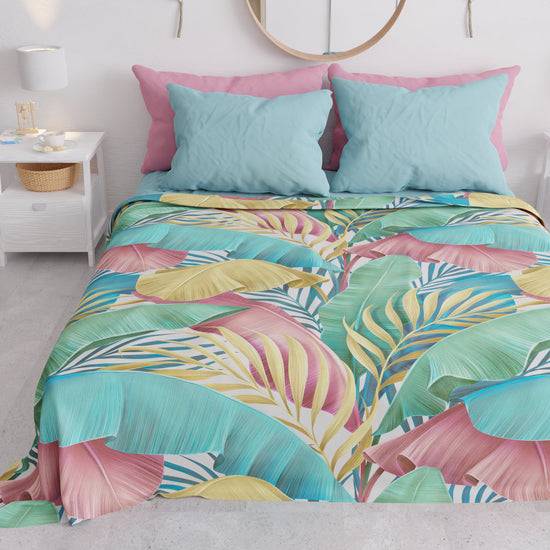 PETTI Copriletto Estivo, Coperta Leggera, Lenzuola Copriletto, Tropical Multicolor