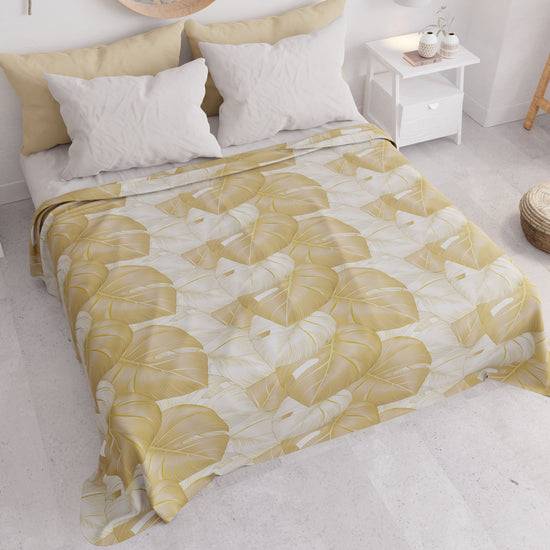 PETTI Copriletto Estivo, Coperta Leggera, Lenzuola Copriletto, Tropical Tortora E Oro