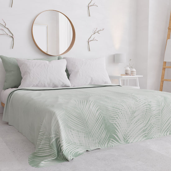 PETTI Copriletto Estivo, Coperta Leggera, Lenzuola Copriletto, Foglia Salvia