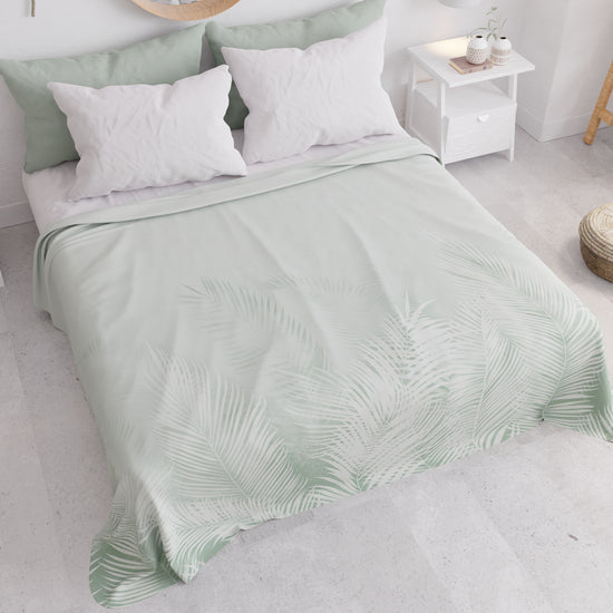 PETTI Copriletto Estivo, Coperta Leggera, Lenzuola Copriletto, Foglia Salvia