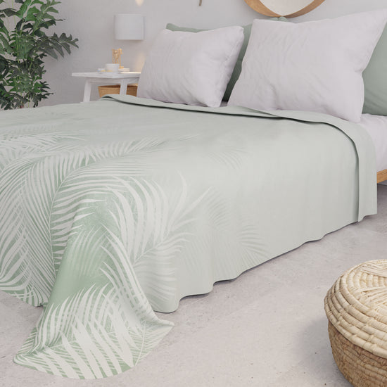 PETTI Copriletto Estivo, Coperta Leggera, Lenzuola Copriletto, Foglia Salvia